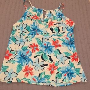 Kim Rogers Floral Tankini Swim Top - Blue and Bright Coral